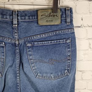 SILVER | high waist straight leg button fly 100% cotton mom jeans